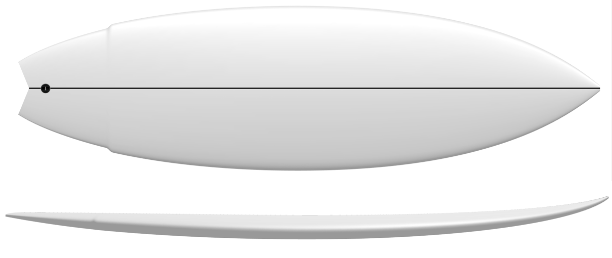 Breno’s surfboard outline and rocker profile exported from Shape3D